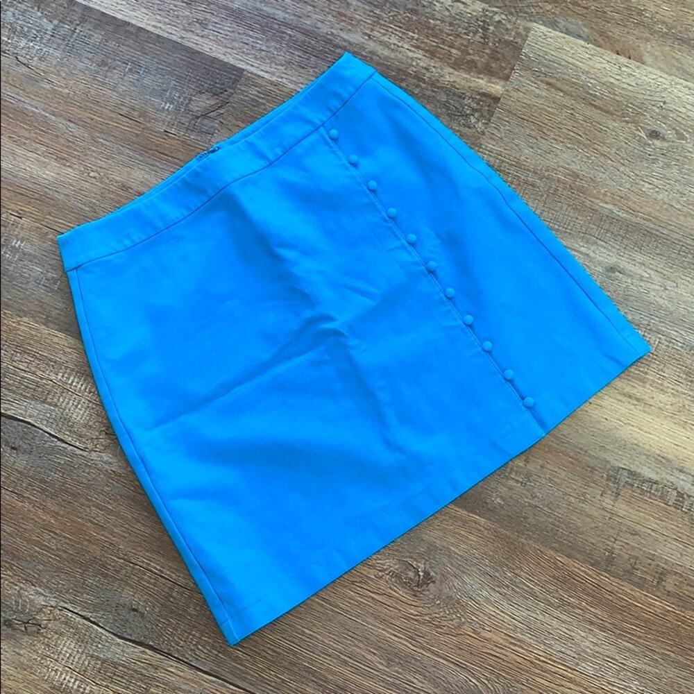 LOFT Blue Button Trim Wrap Skirt Sz 6